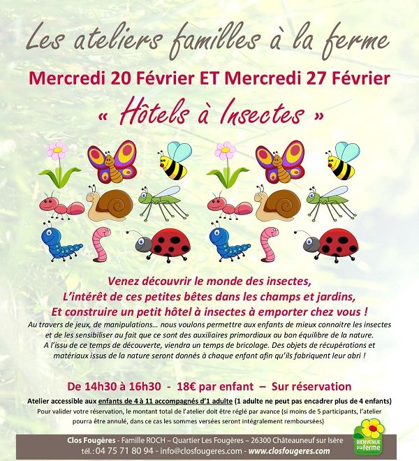 Clos Fougères, la face cachée du fruit - Ateliers enfants des vacances de février "Hôtels à Insectes"